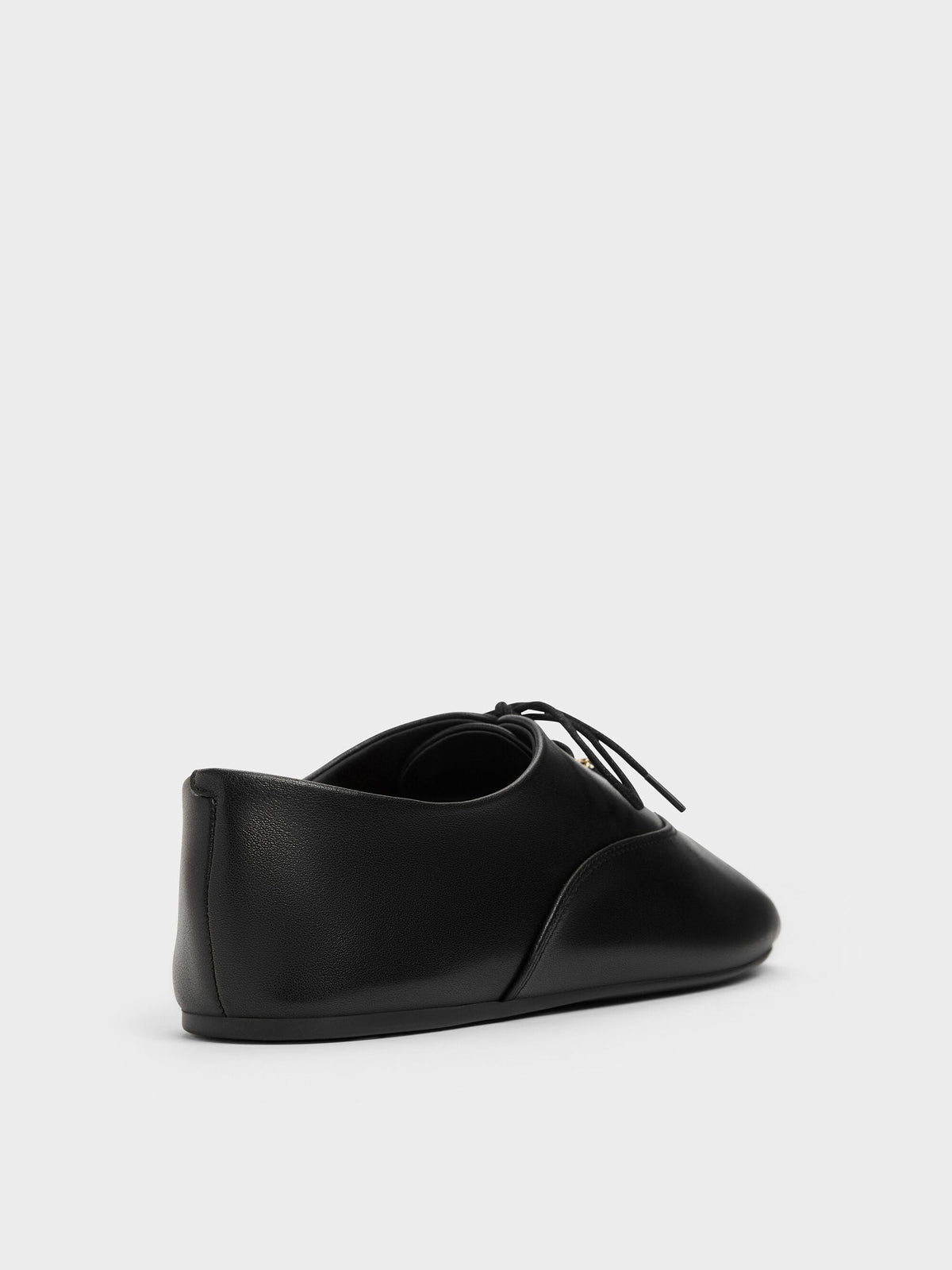 Pippa Leather Derby Flats - Black | CHARLES & KEITH