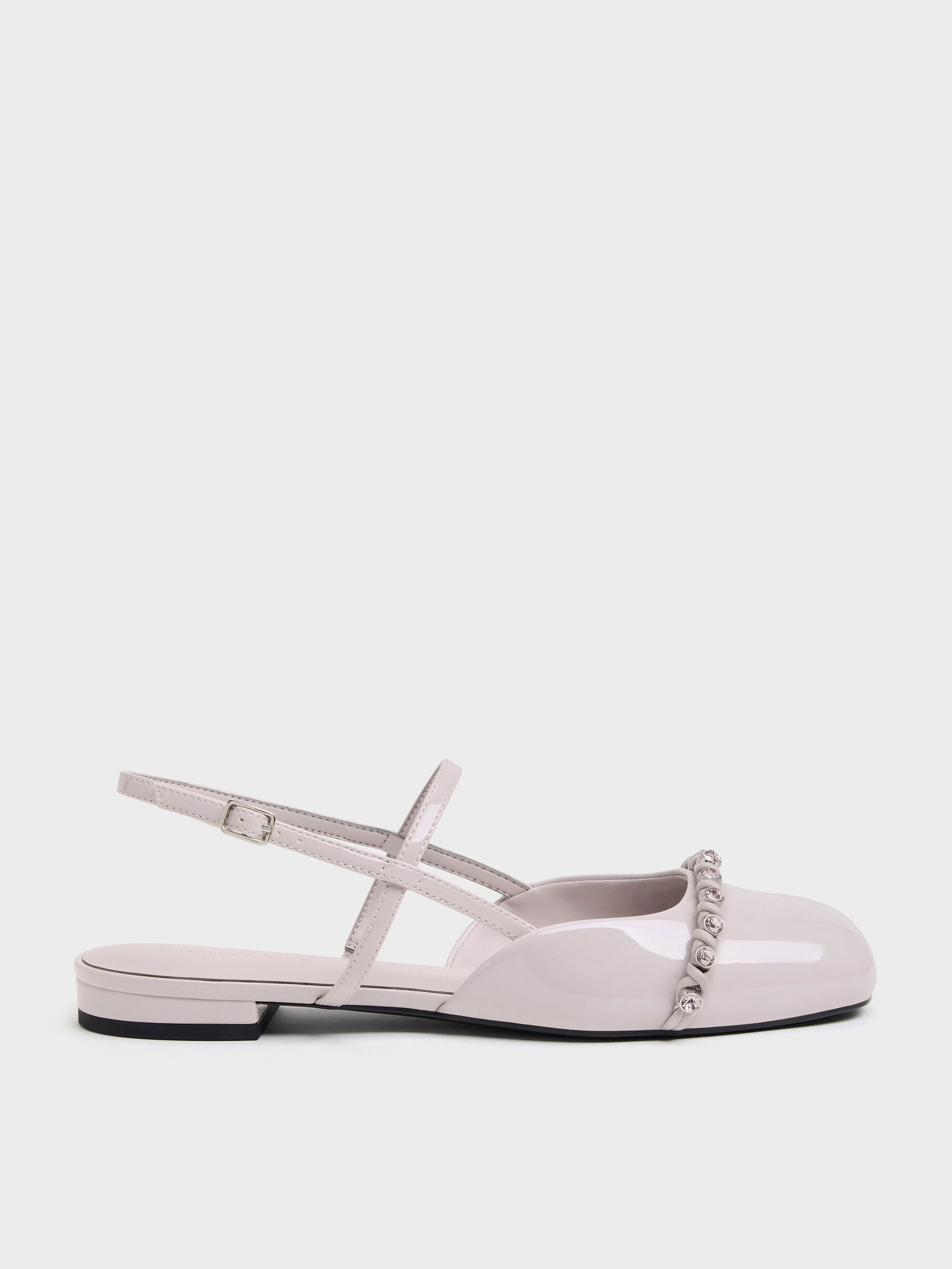 Patent Crystal Slingback Flats - Lilac | CHARLES & KEITH