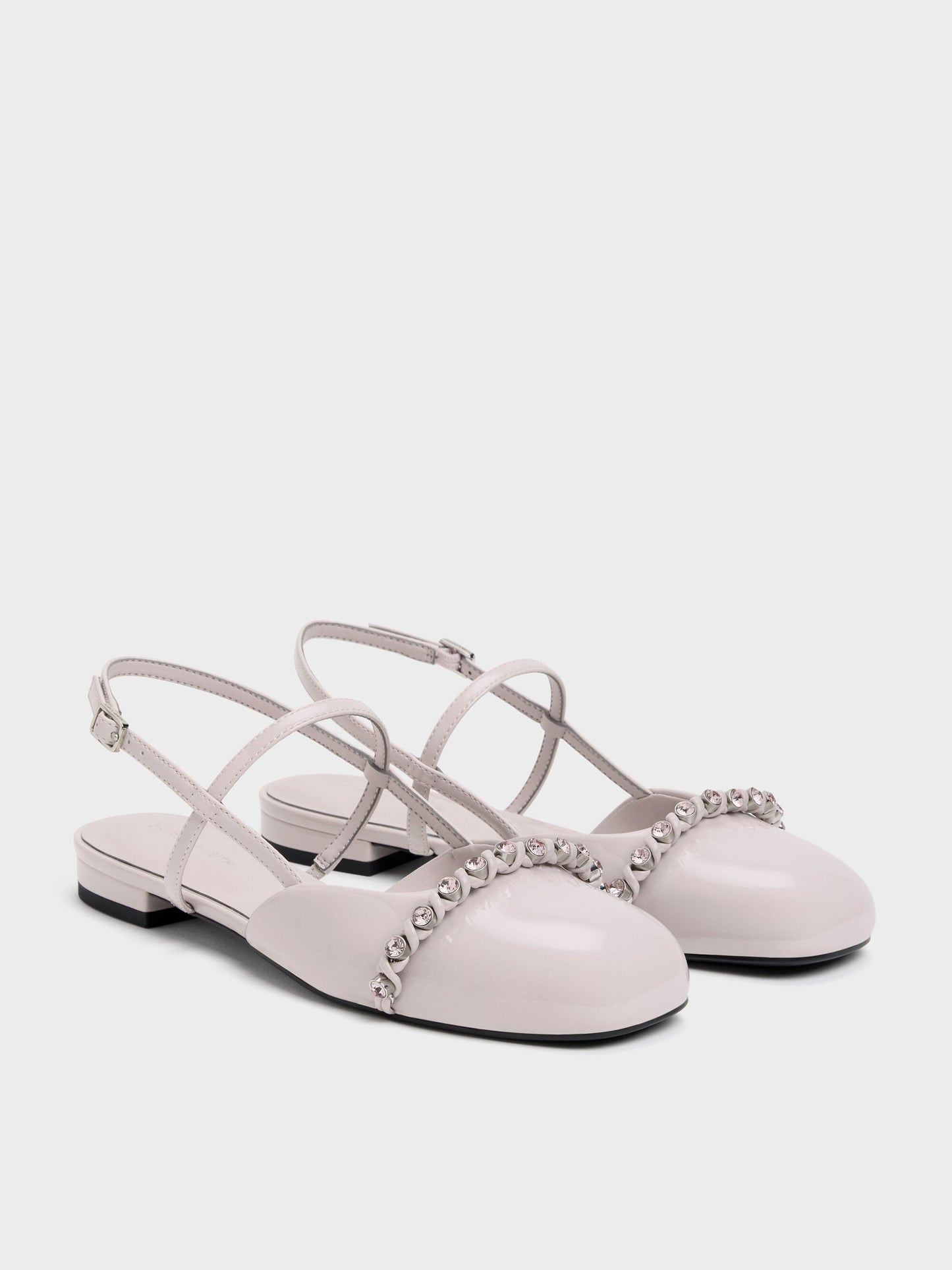 Patent Crystal Slingback Flats - Lilac | CHARLES & KEITH