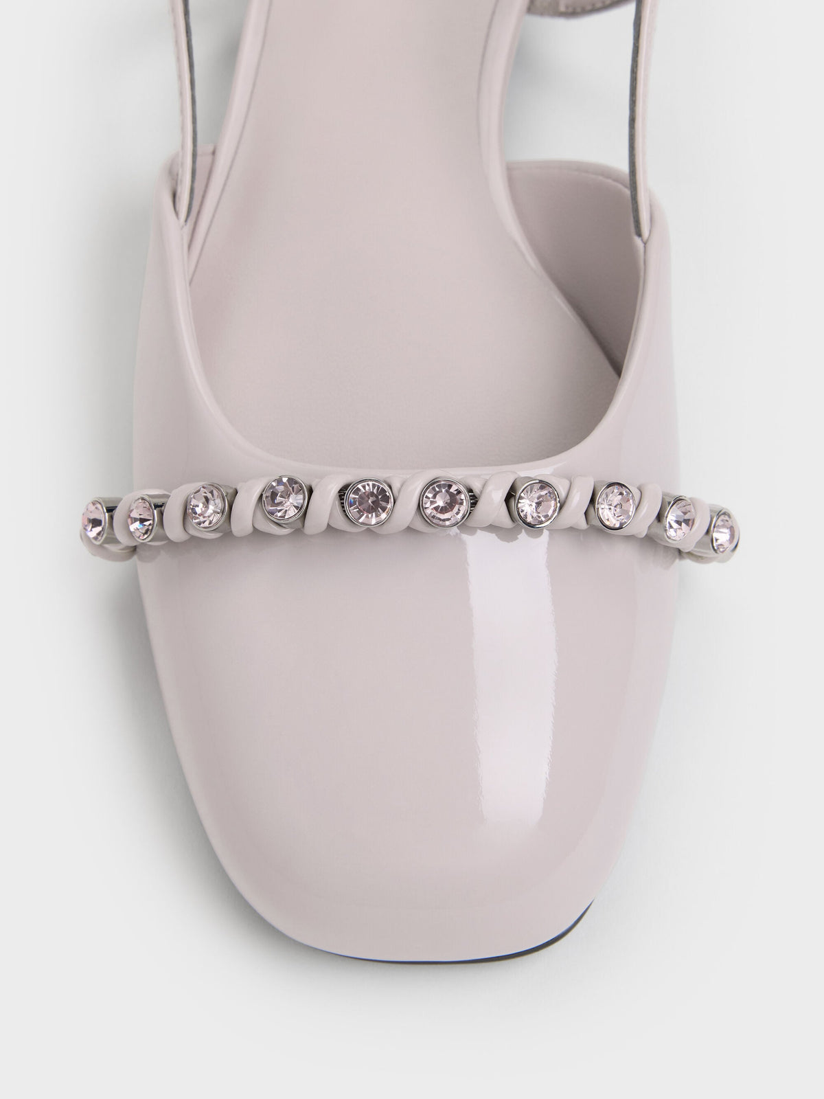 Patent Crystal Slingback Flats - Lilac | CHARLES & KEITH
