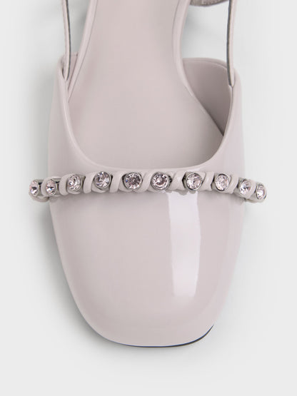 Patent Crystal Slingback Flats - Lilac | CHARLES & KEITH