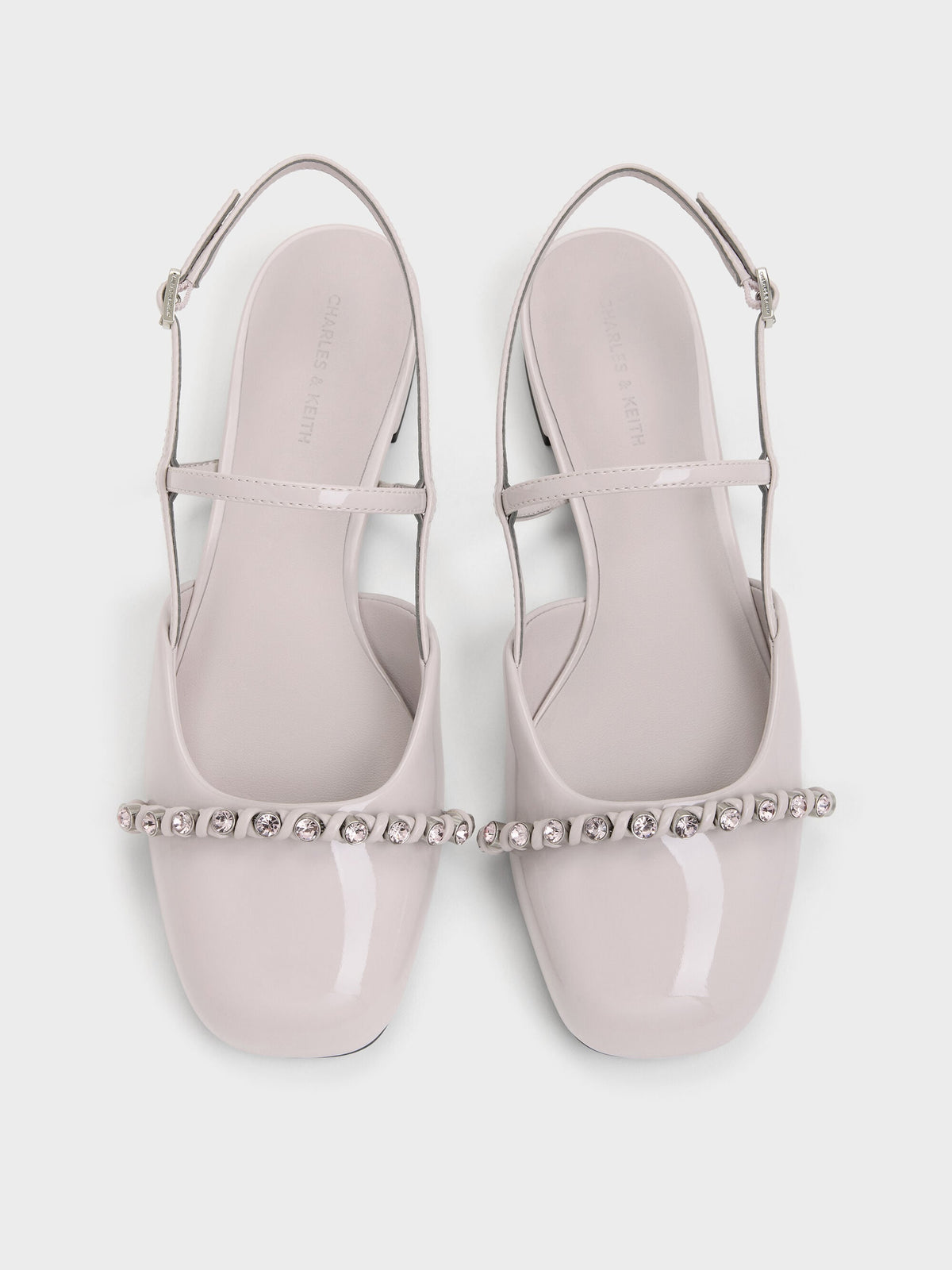 Patent Crystal Slingback Flats - Lilac | CHARLES & KEITH