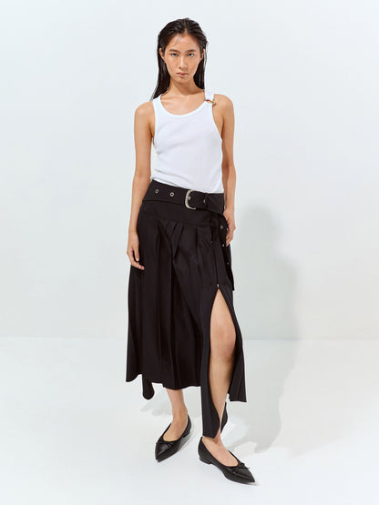 Briella Satin Cap-Toe Flats - Black Textured | CHARLES & KEITH
