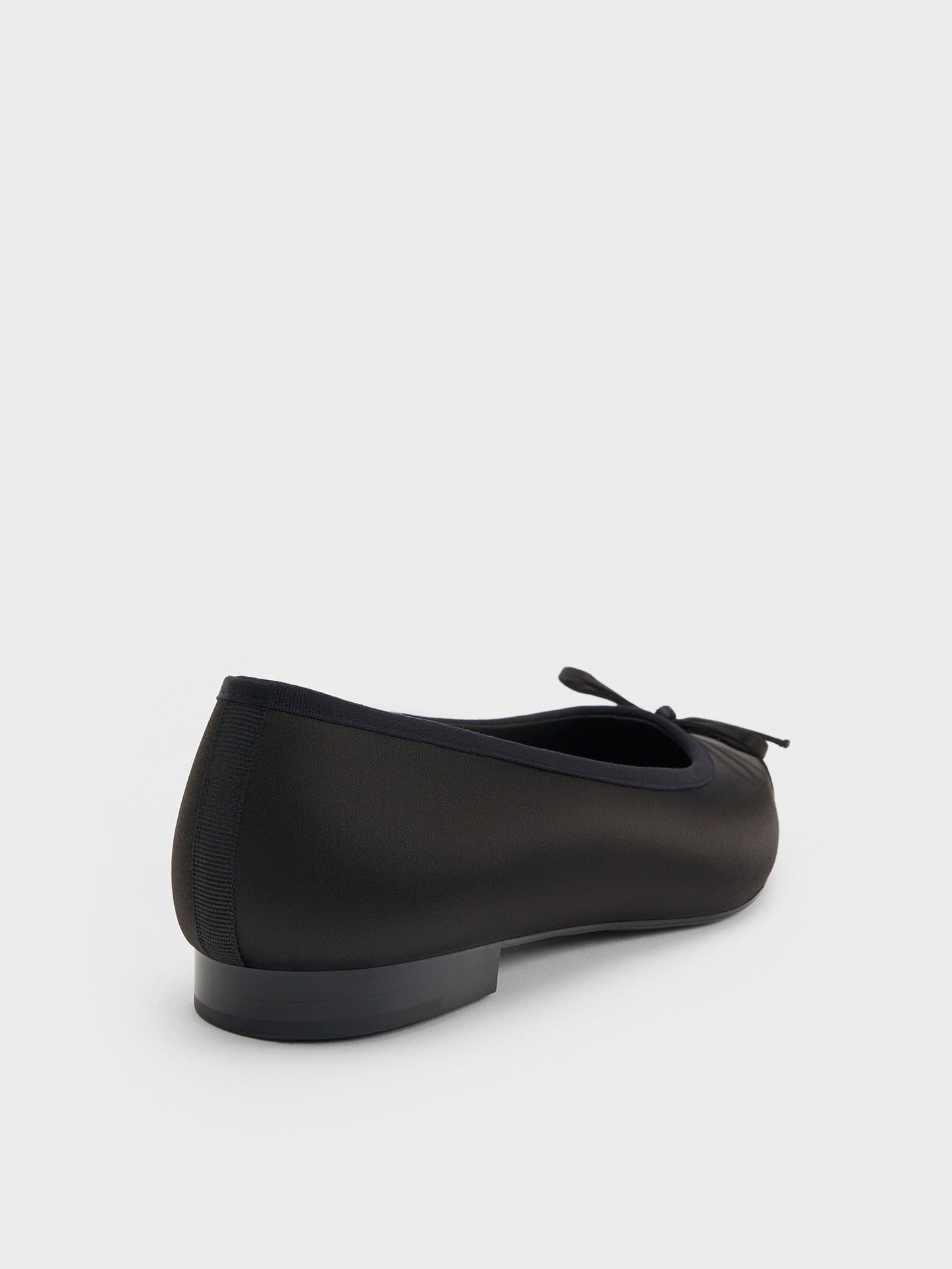 Briella Satin Cap-Toe Flats - Black Textured | CHARLES & KEITH