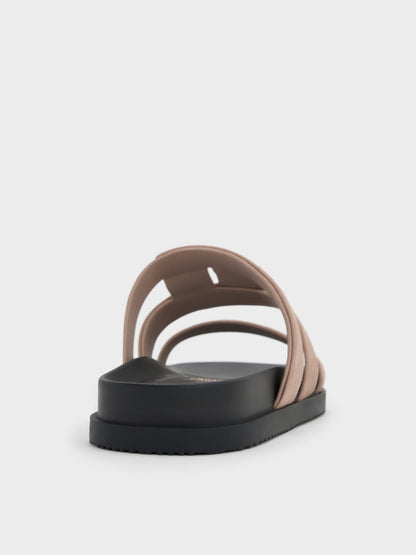 Petina Suede Flatform Sandals - Taupe | CHARLES & KEITH