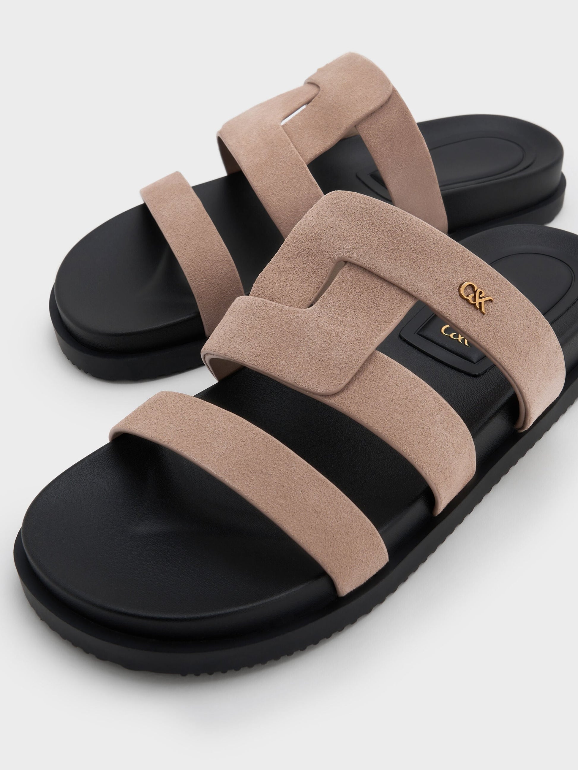 Petina Suede Flatform Sandals - Taupe | CHARLES & KEITH