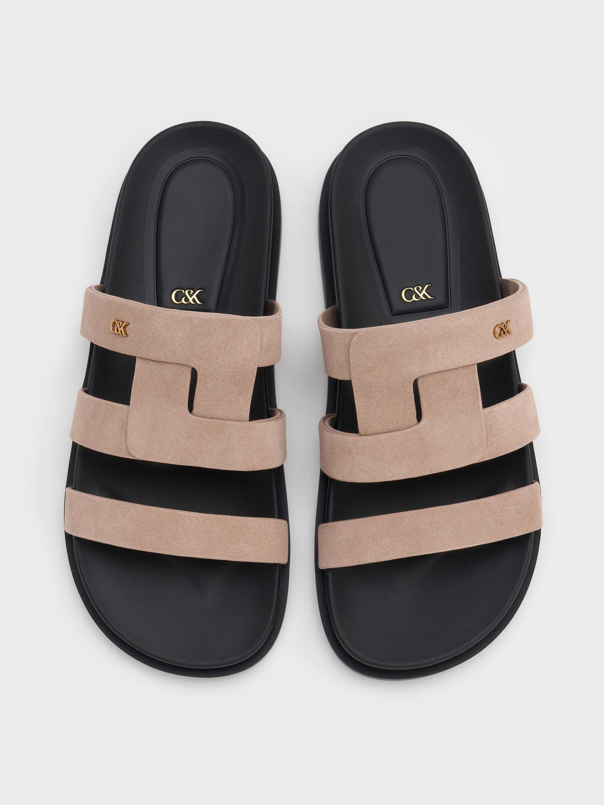 Petina Suede Flatform Sandals - Taupe | CHARLES & KEITH