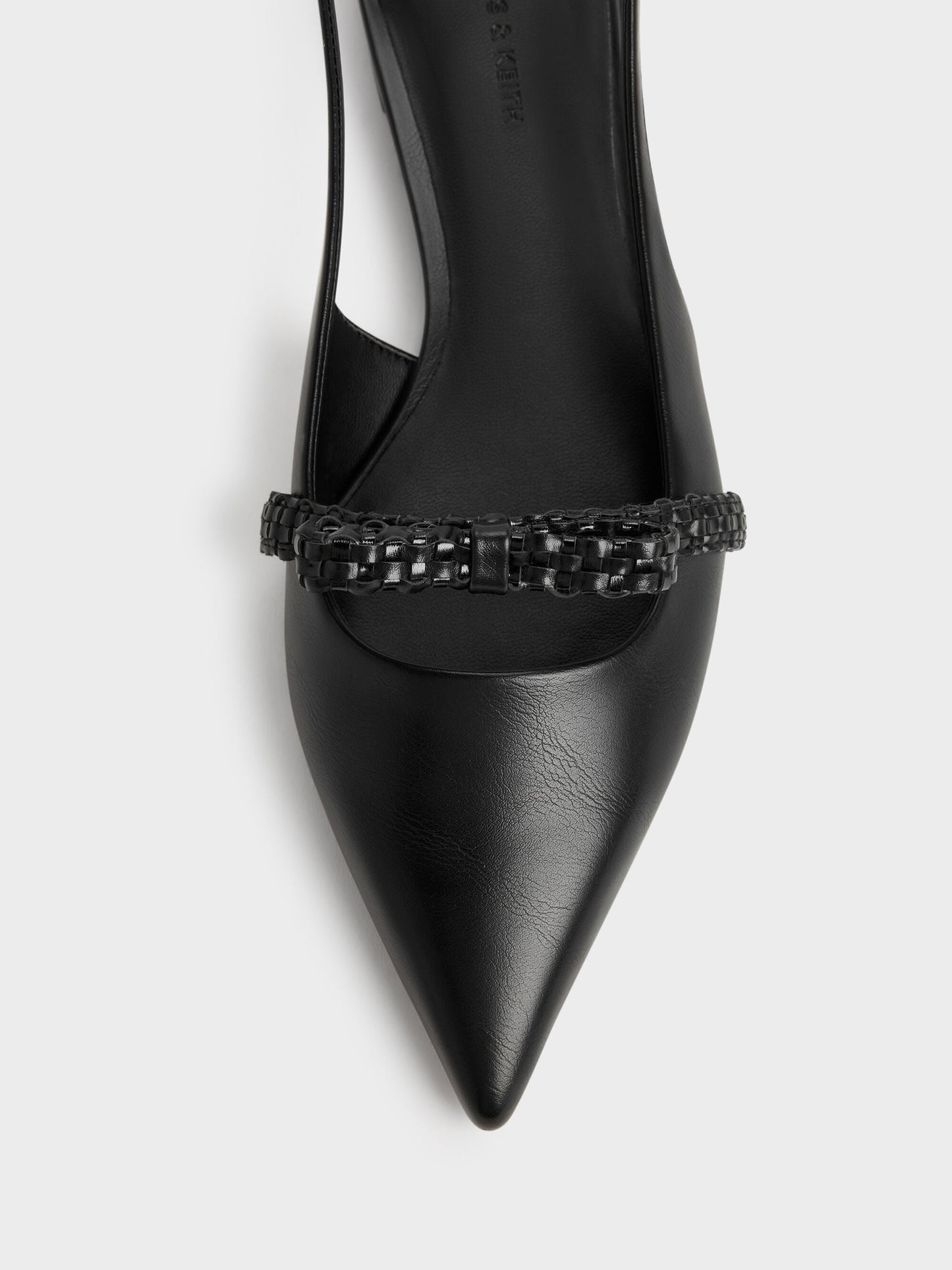 Kaleen Woven-Bow Slingback Flats - Black | CHARLES & KEITH