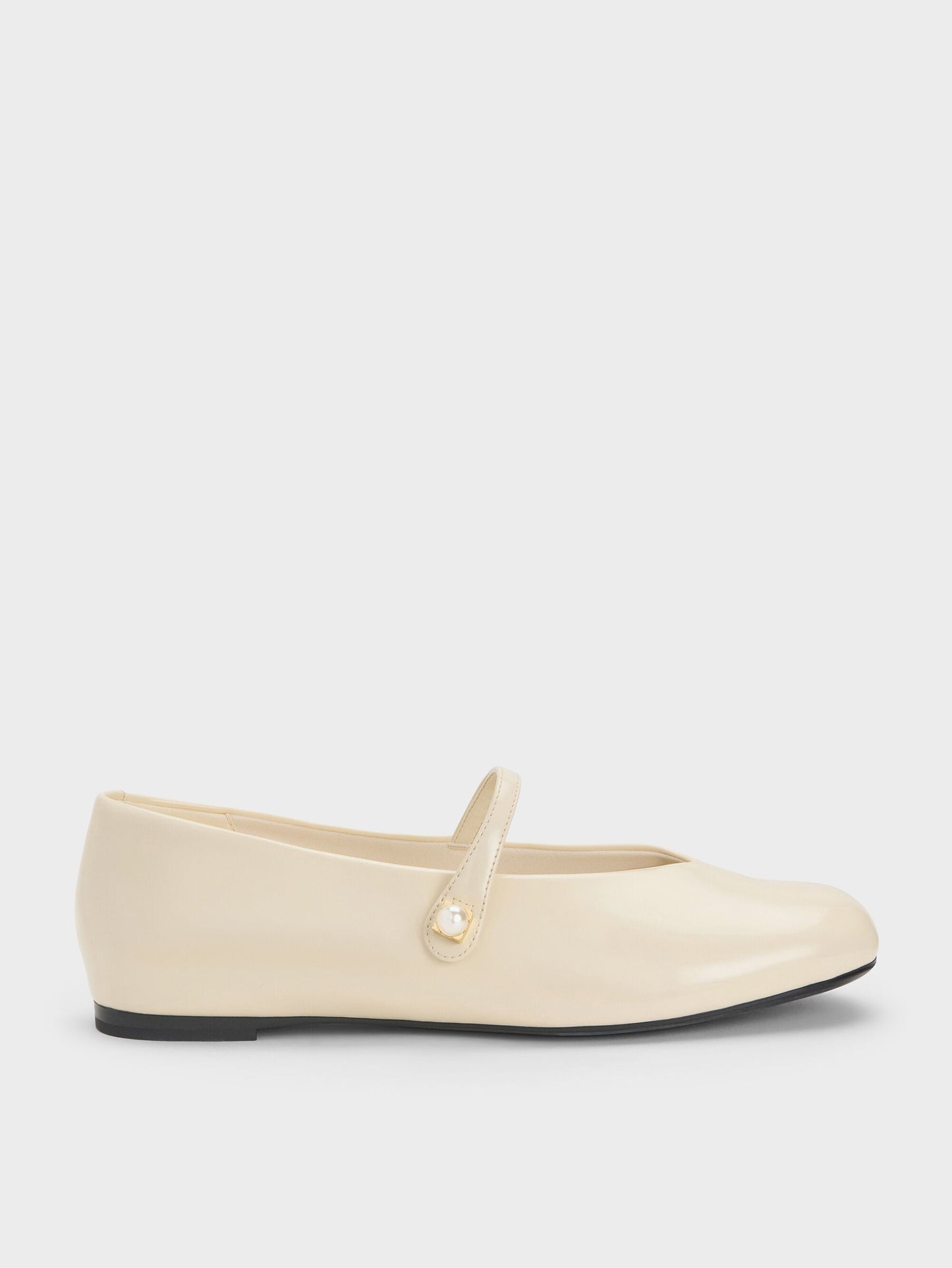 Marie Pearl Mary Jane Flats - Cream | CHARLES & KEITH
