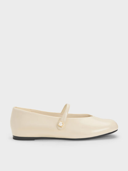 Marie Pearl Mary Jane Flats - Cream | CHARLES & KEITH