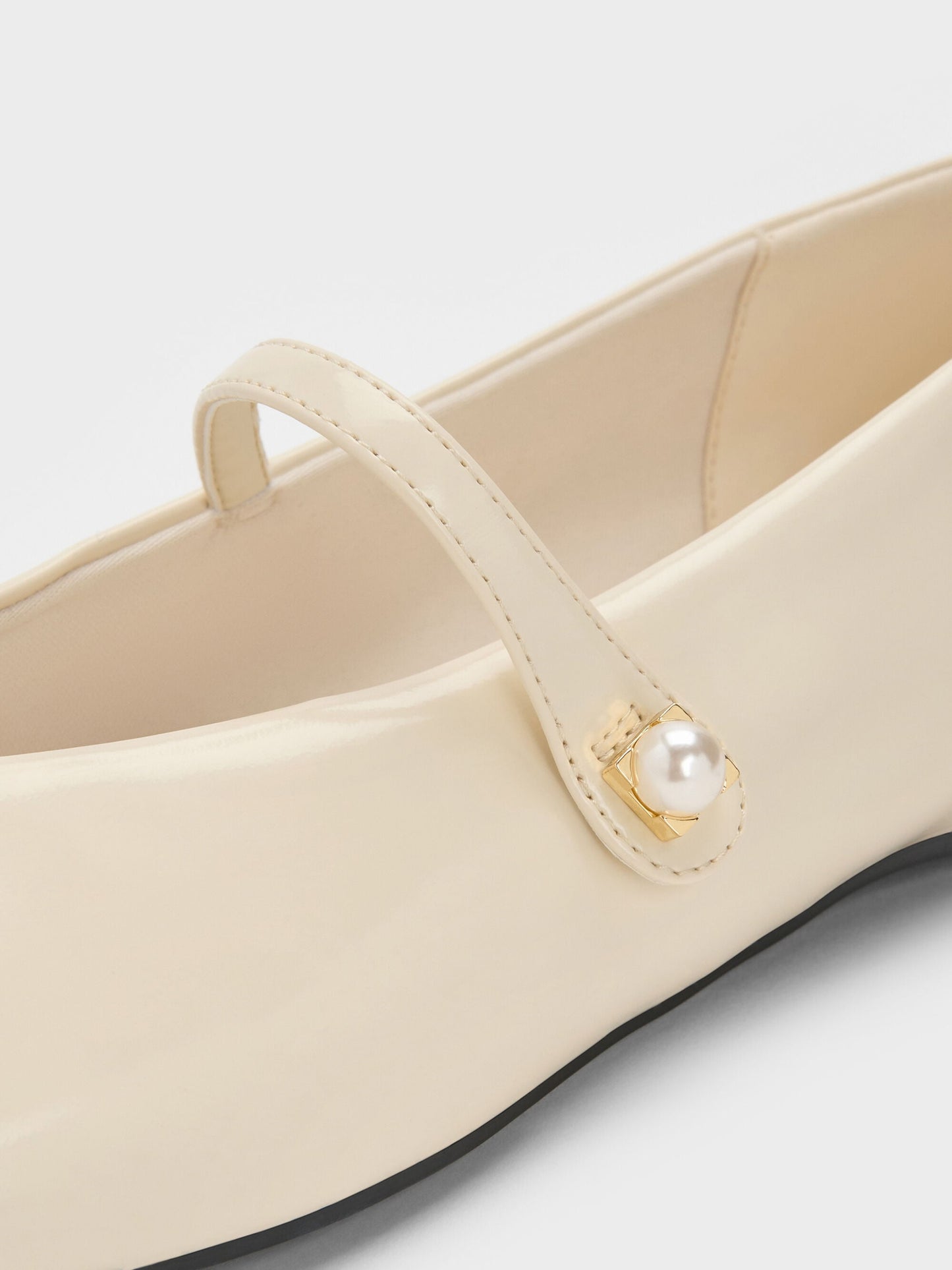 Marie Pearl Mary Jane Flats - Cream | CHARLES & KEITH