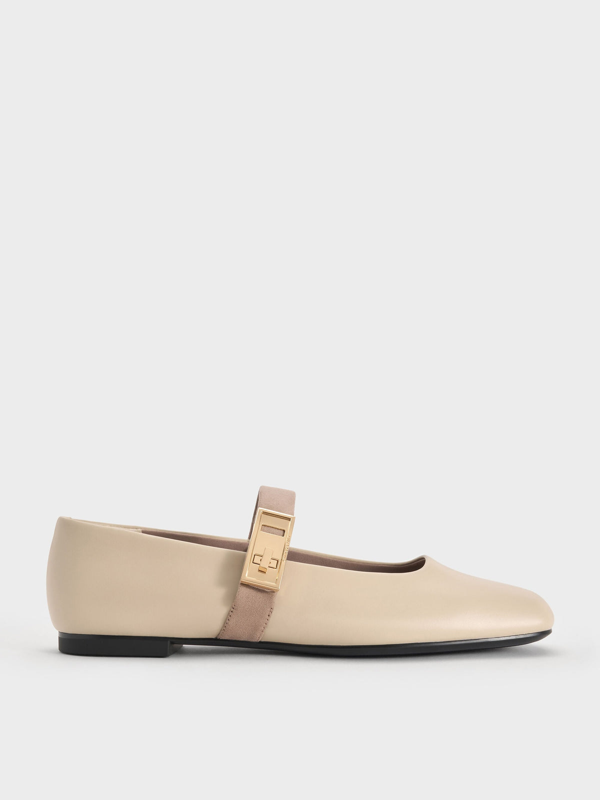 Lando Two-Tone Mary Jane Flats - Chalk | CHARLES & KEITH