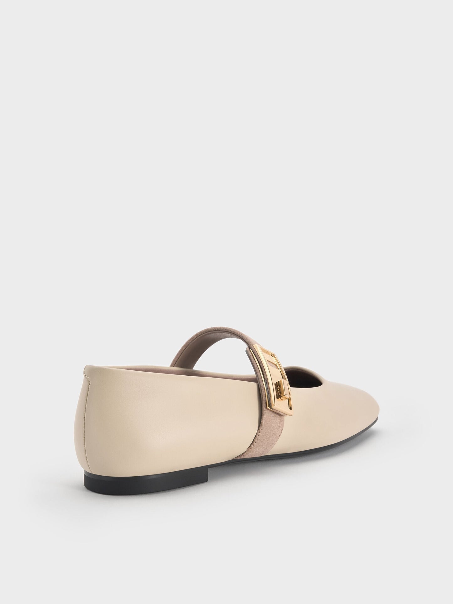 Lando Two-Tone Mary Jane Flats - Chalk | CHARLES & KEITH