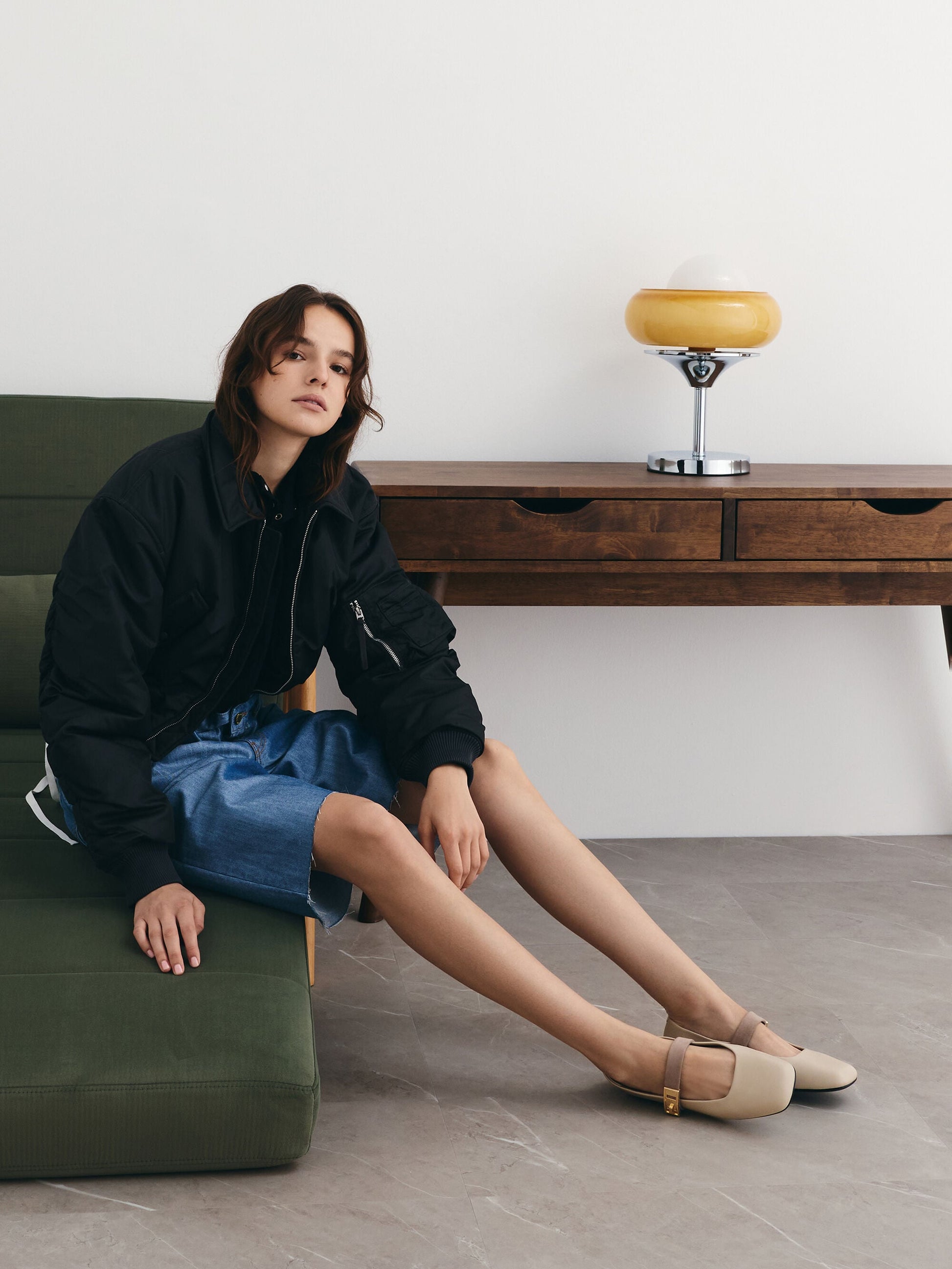 Lando Two-Tone Mary Jane Flats - Chalk | CHARLES & KEITH