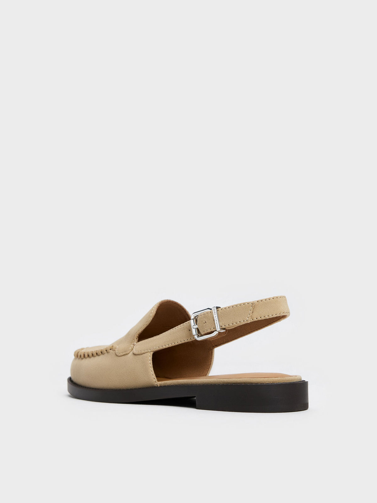 Gale Faux Suede Slingback Loafers - Beige | CHARLES & KEITH
