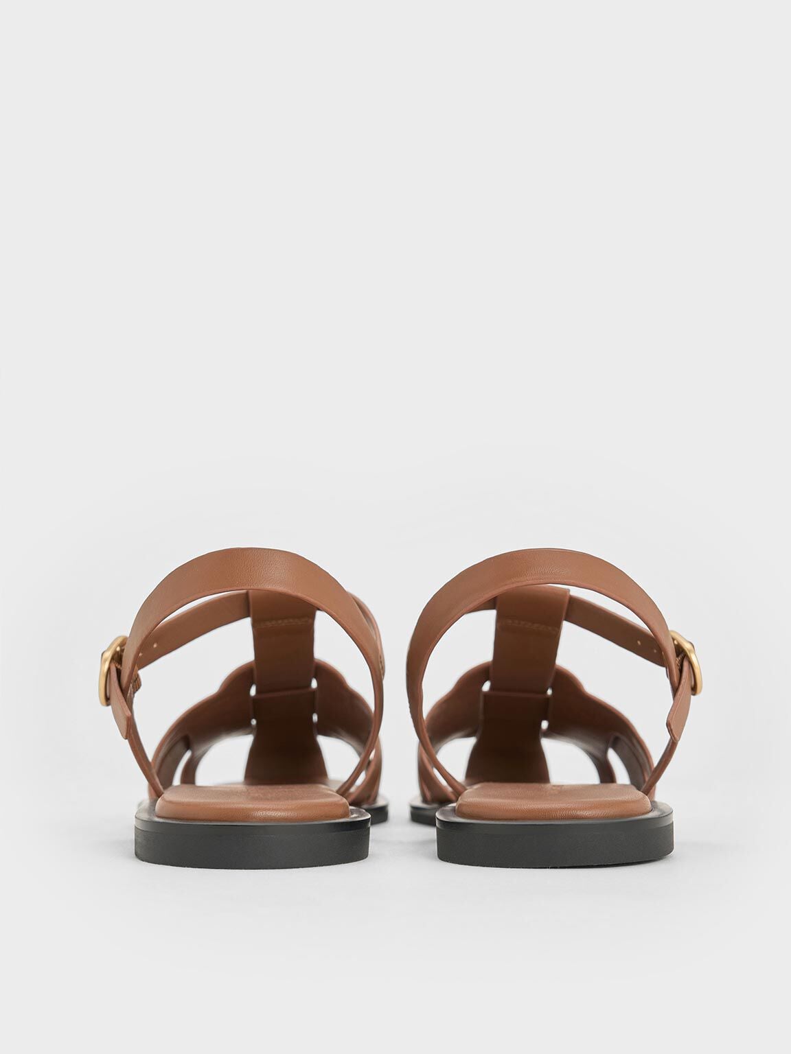 Easley T-Bar Caged Sandals - Caramel | CHARLES & KEITH