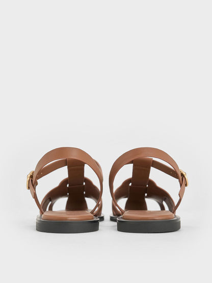 Easley T-Bar Caged Sandals - Caramel | CHARLES & KEITH