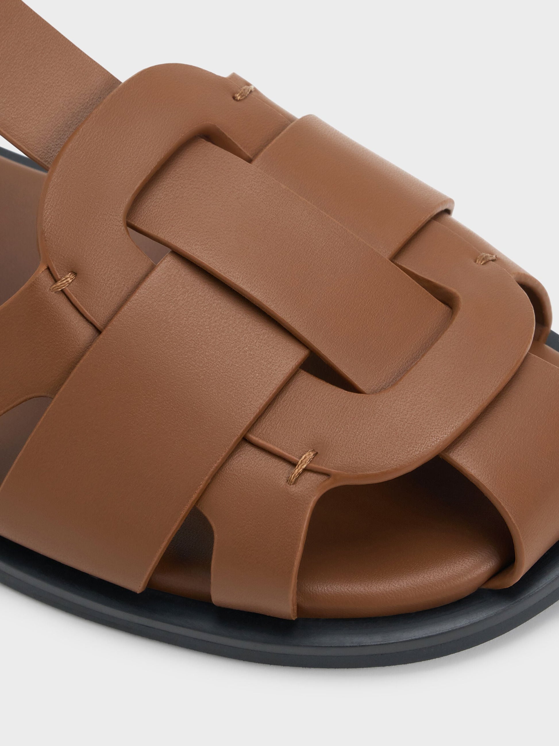 Easley T-Bar Caged Sandals - Caramel | CHARLES & KEITH