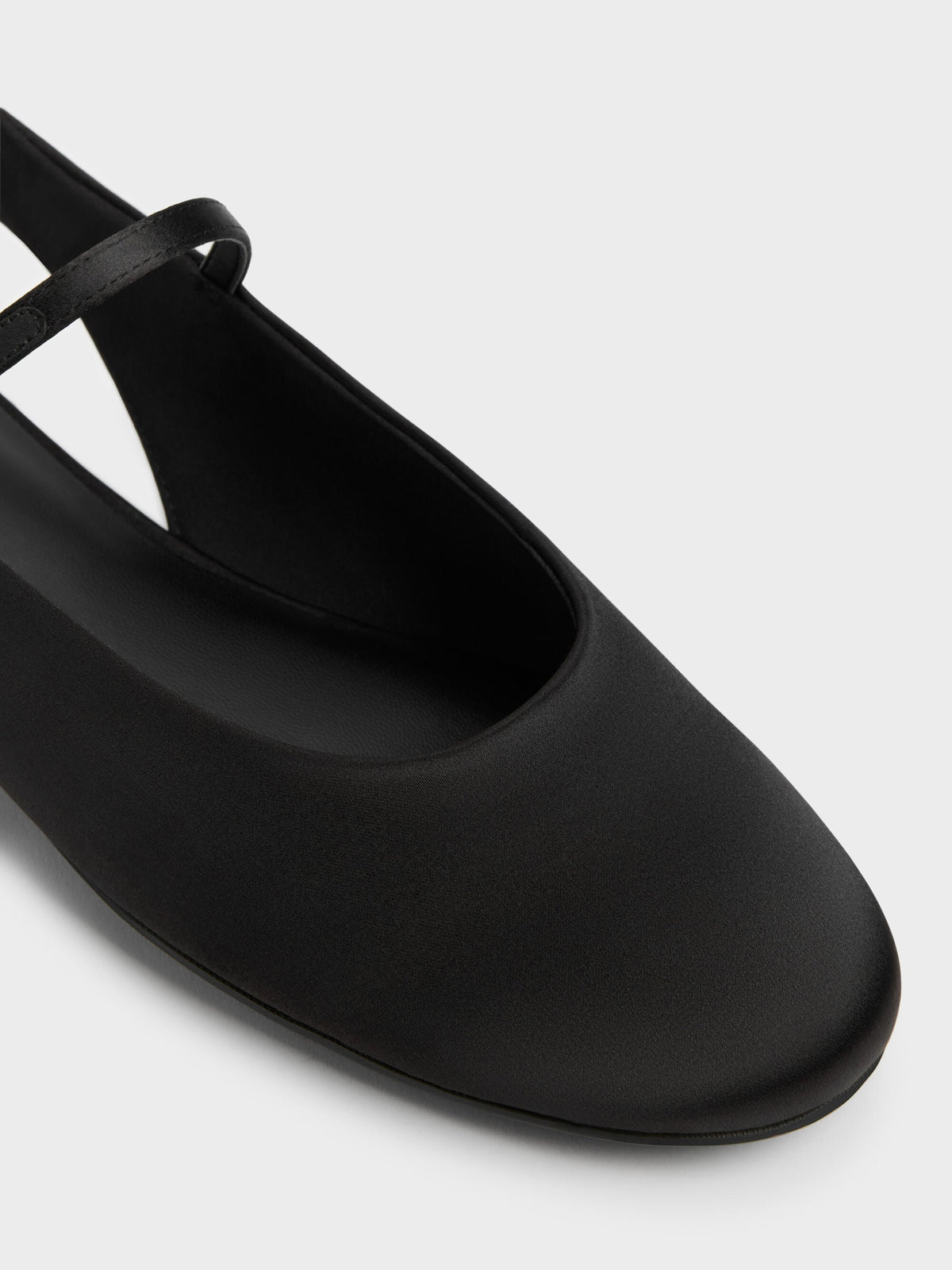 Imani Satin Slingback Flats - Black Textured | CHARLES & KEITH