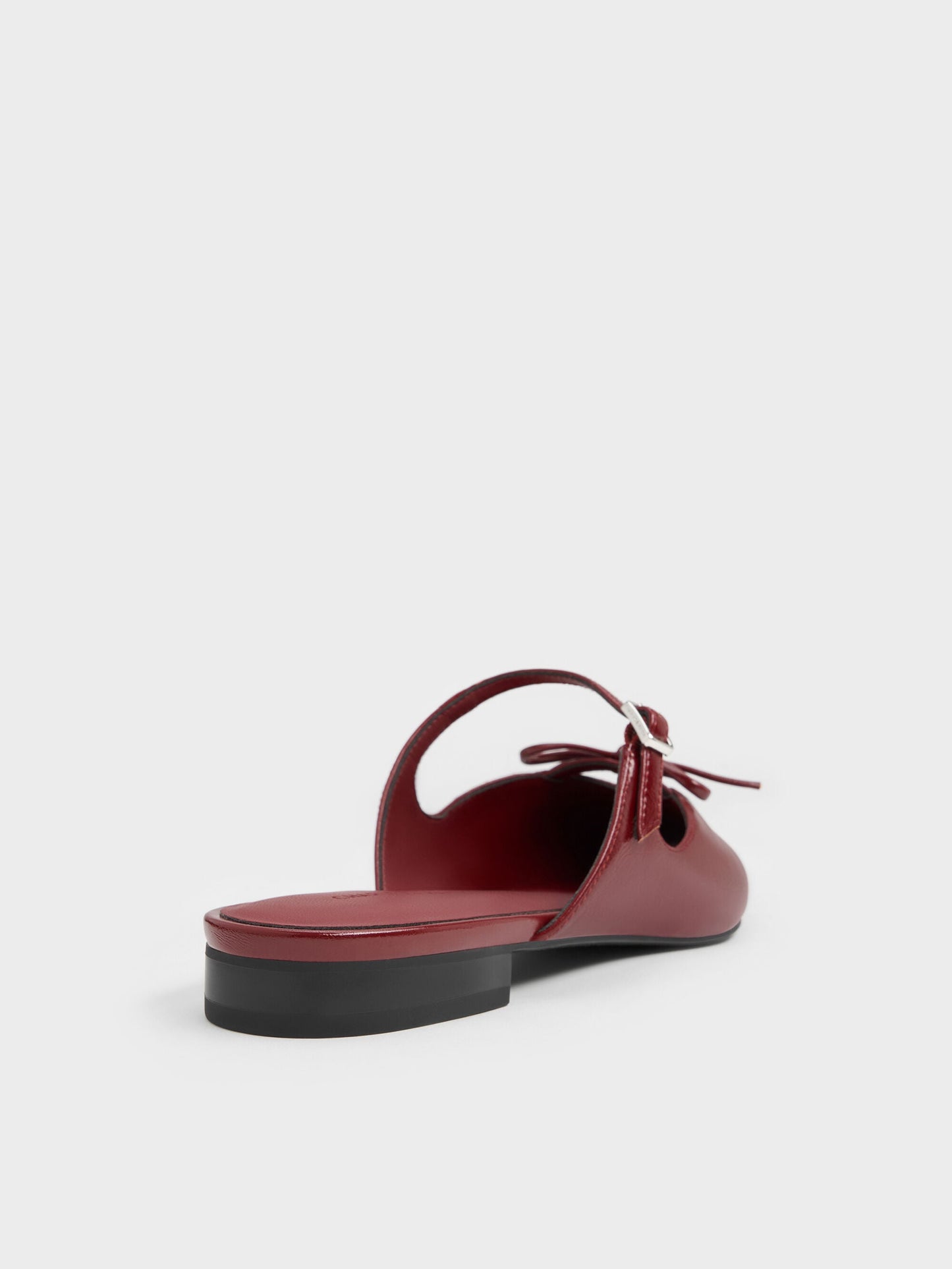 Bow Mary Jane Mules - Burgundy | CHARLES & KEITH