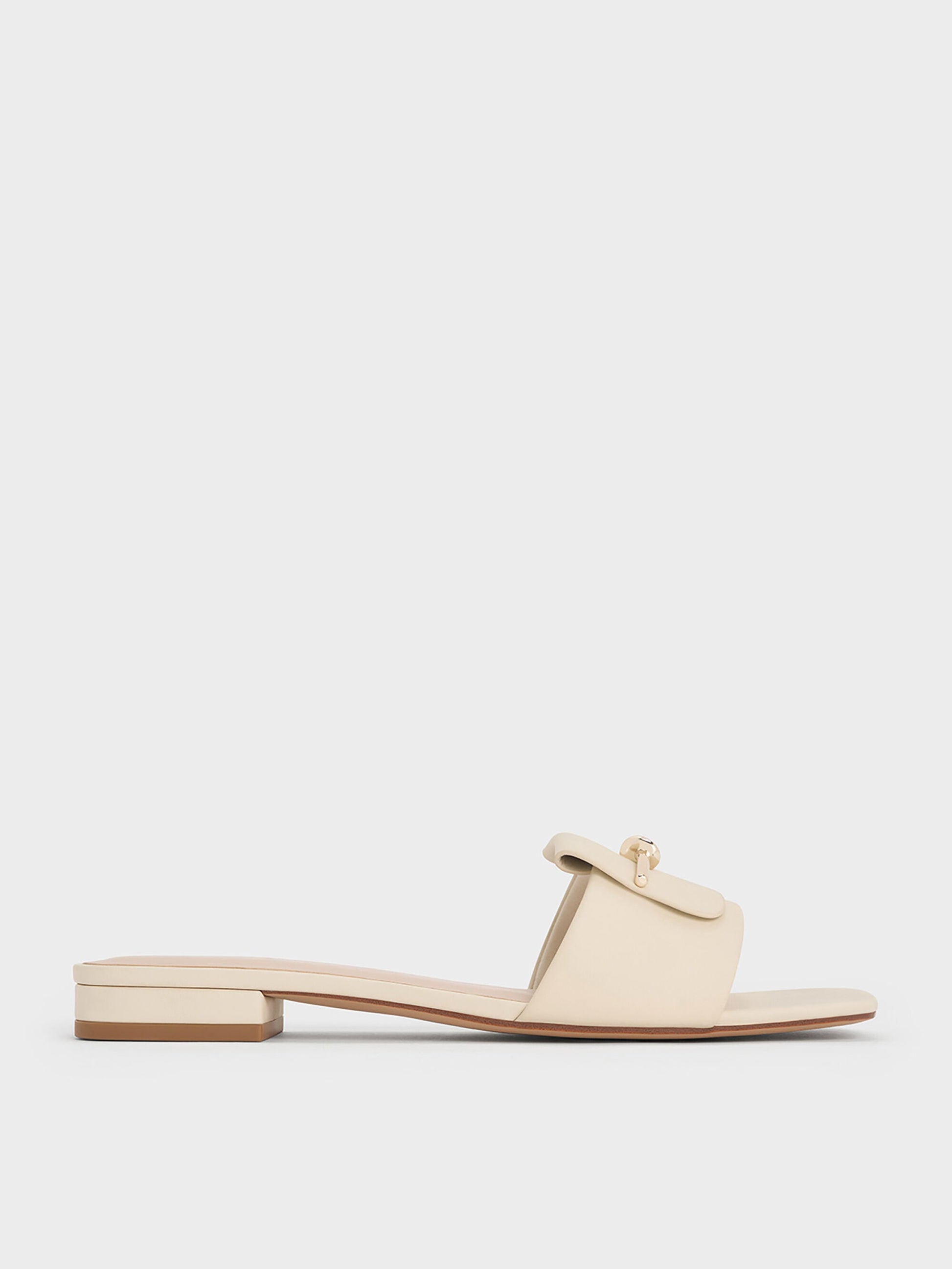 Knotted Accent Slide Sandals - Chalk | CHARLES & KEITH