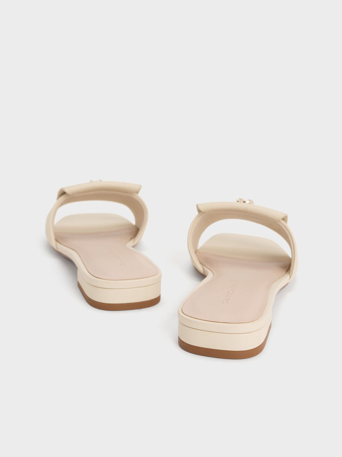 Knotted Accent Slide Sandals - Chalk | CHARLES & KEITH