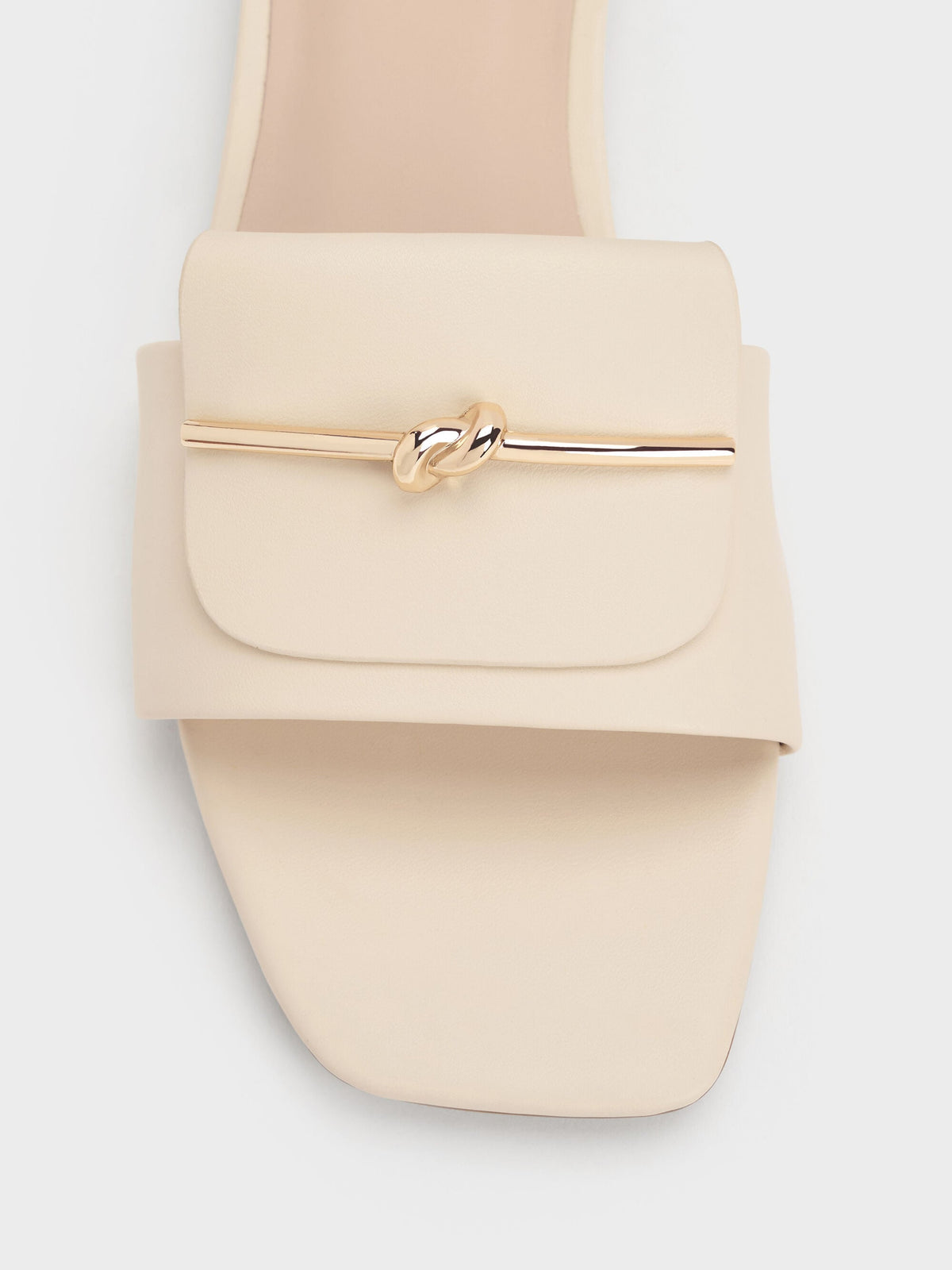 Knotted Accent Slide Sandals - Chalk | CHARLES & KEITH