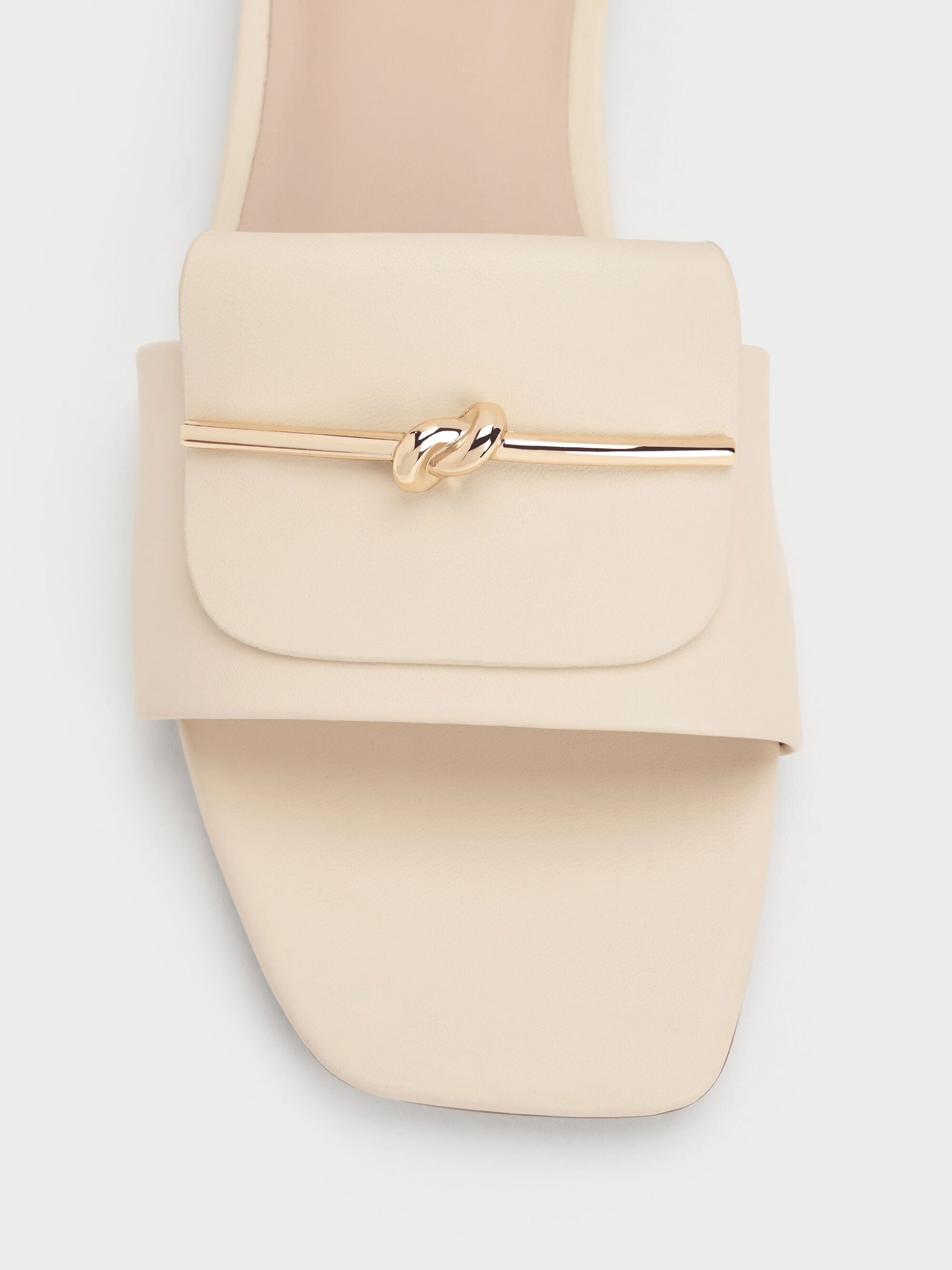 Knotted Accent Slide Sandals - Chalk | CHARLES & KEITH