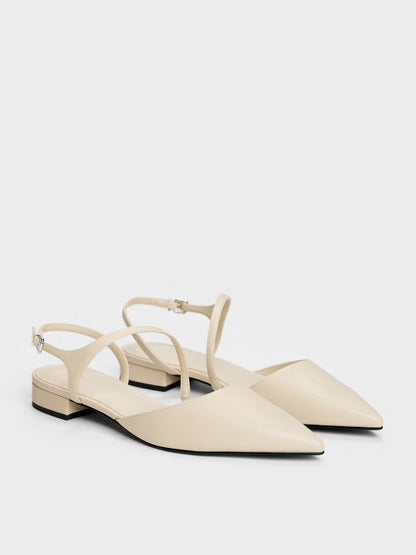 Cordelia Pointed Slingback Flats - Chalk | CHARLES & KEITH