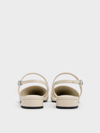 Cordelia Pointed Slingback Flats - Chalk | CHARLES & KEITH