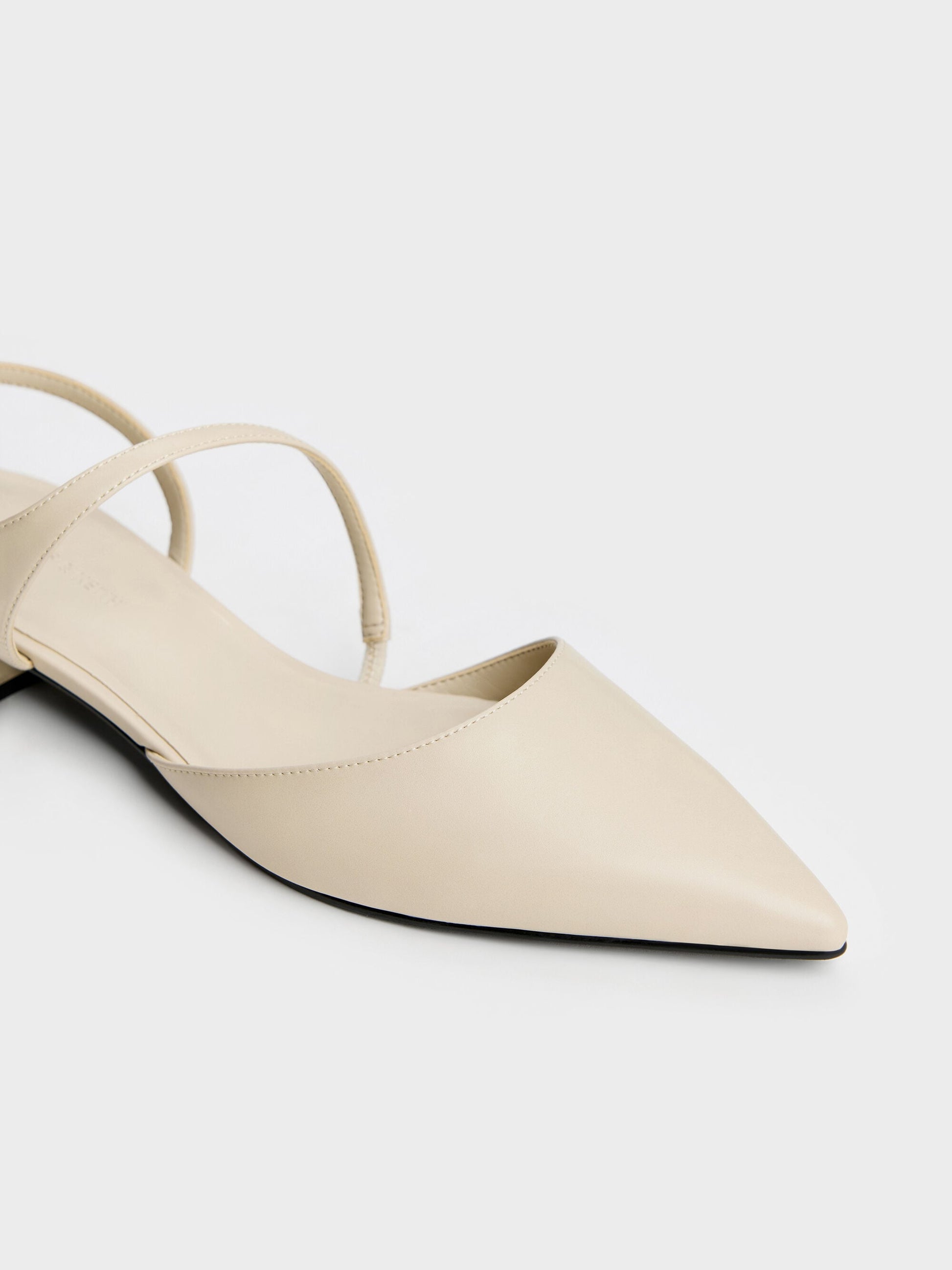 Cordelia Pointed Slingback Flats - Chalk | CHARLES & KEITH
