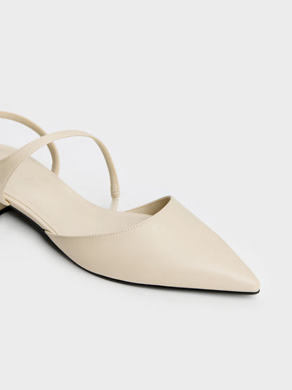 Cordelia Pointed Slingback Flats - Chalk | CHARLES & KEITH