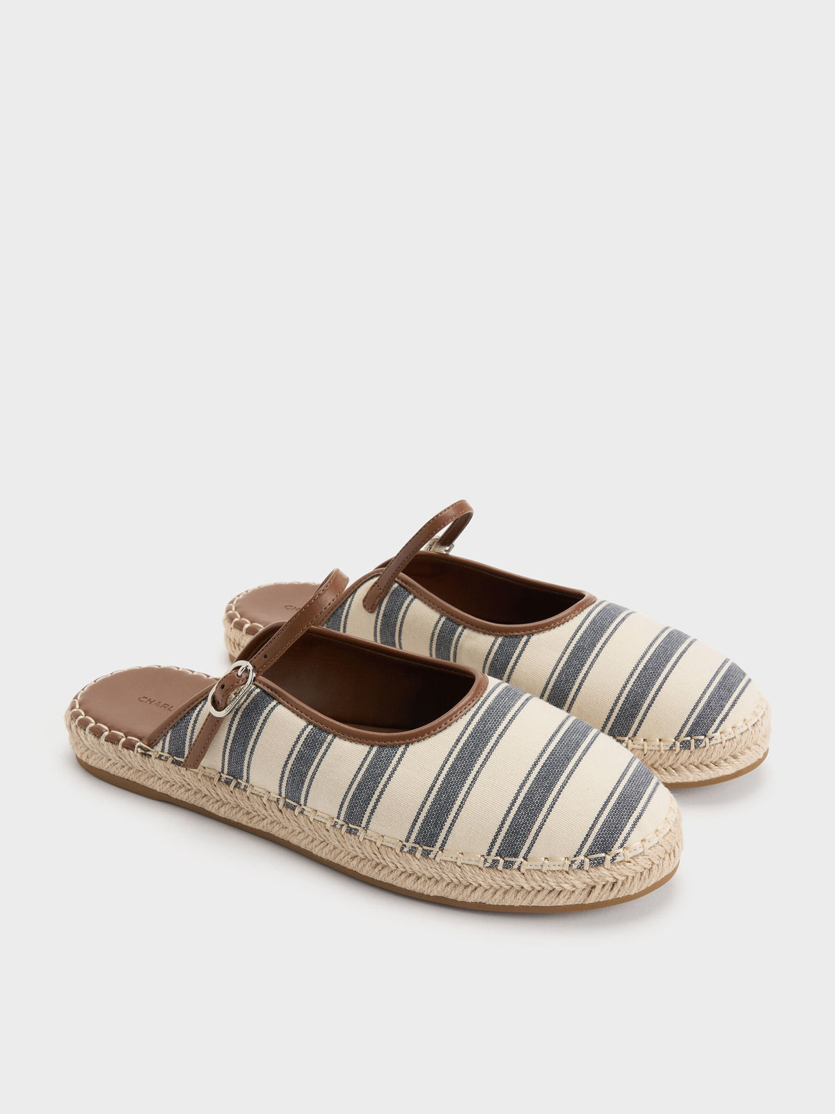 Striped Mary Jane Espadrille Mules - Dark Blue | CHARLES & KEITH