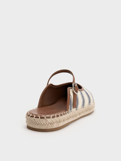 Striped Mary Jane Espadrille Mules - Dark Blue | CHARLES & KEITH