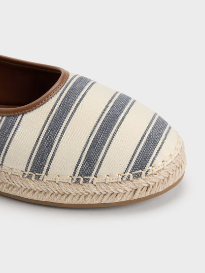 Striped Mary Jane Espadrille Mules - Dark Blue | CHARLES & KEITH