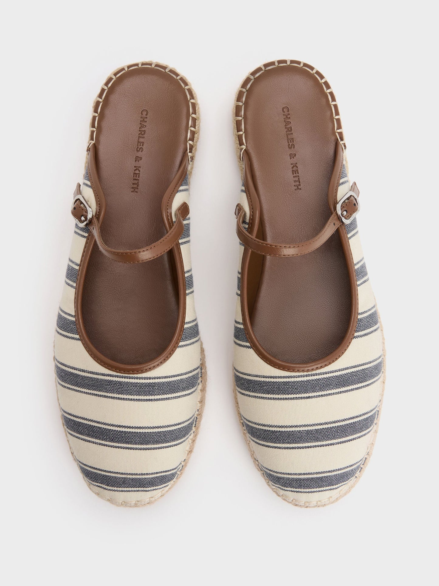 Striped Mary Jane Espadrille Mules - Dark Blue | CHARLES & KEITH