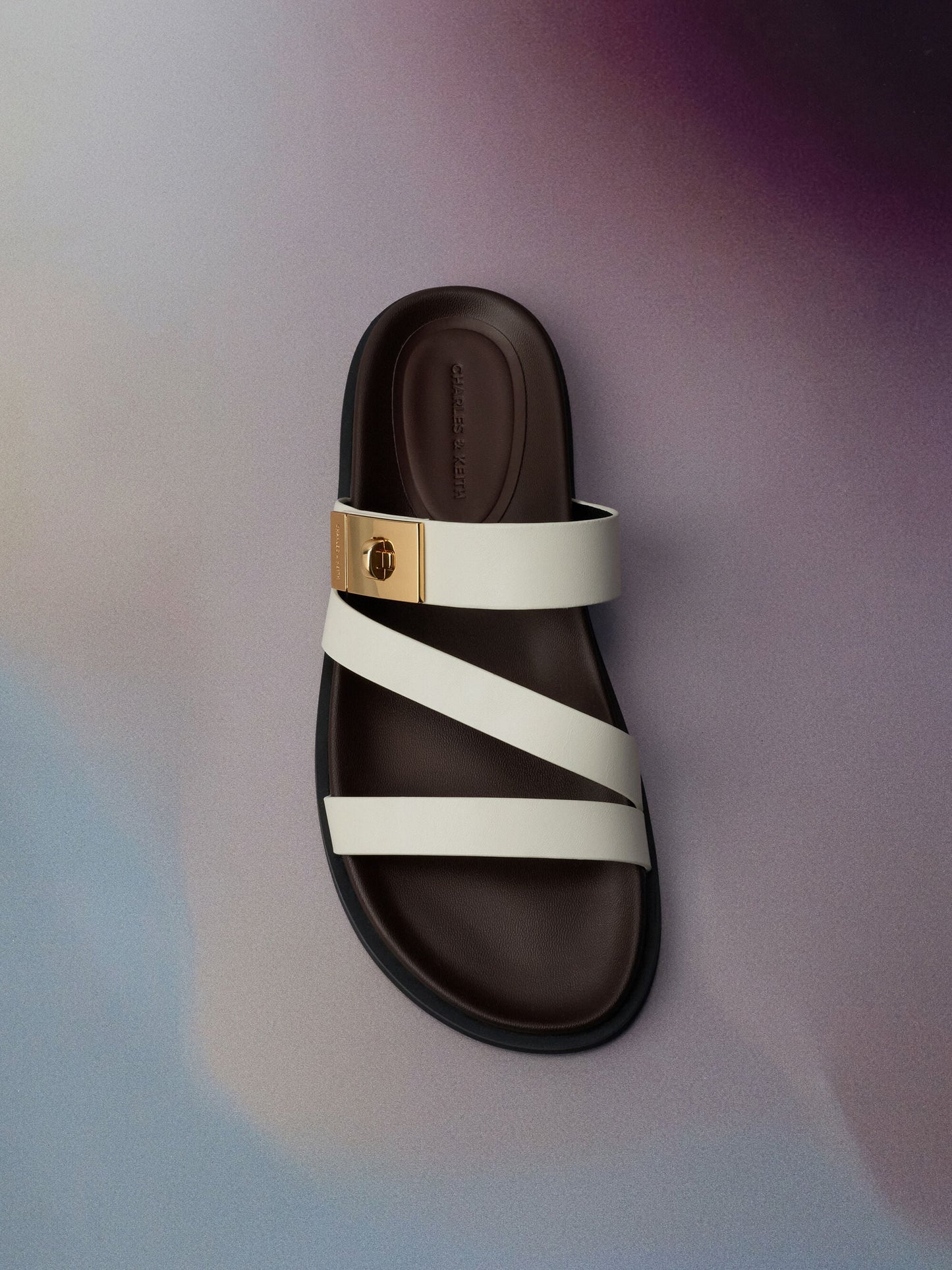 Aelin Metallic-Buckle Strappy Sandals - White | CHARLES & KEITH