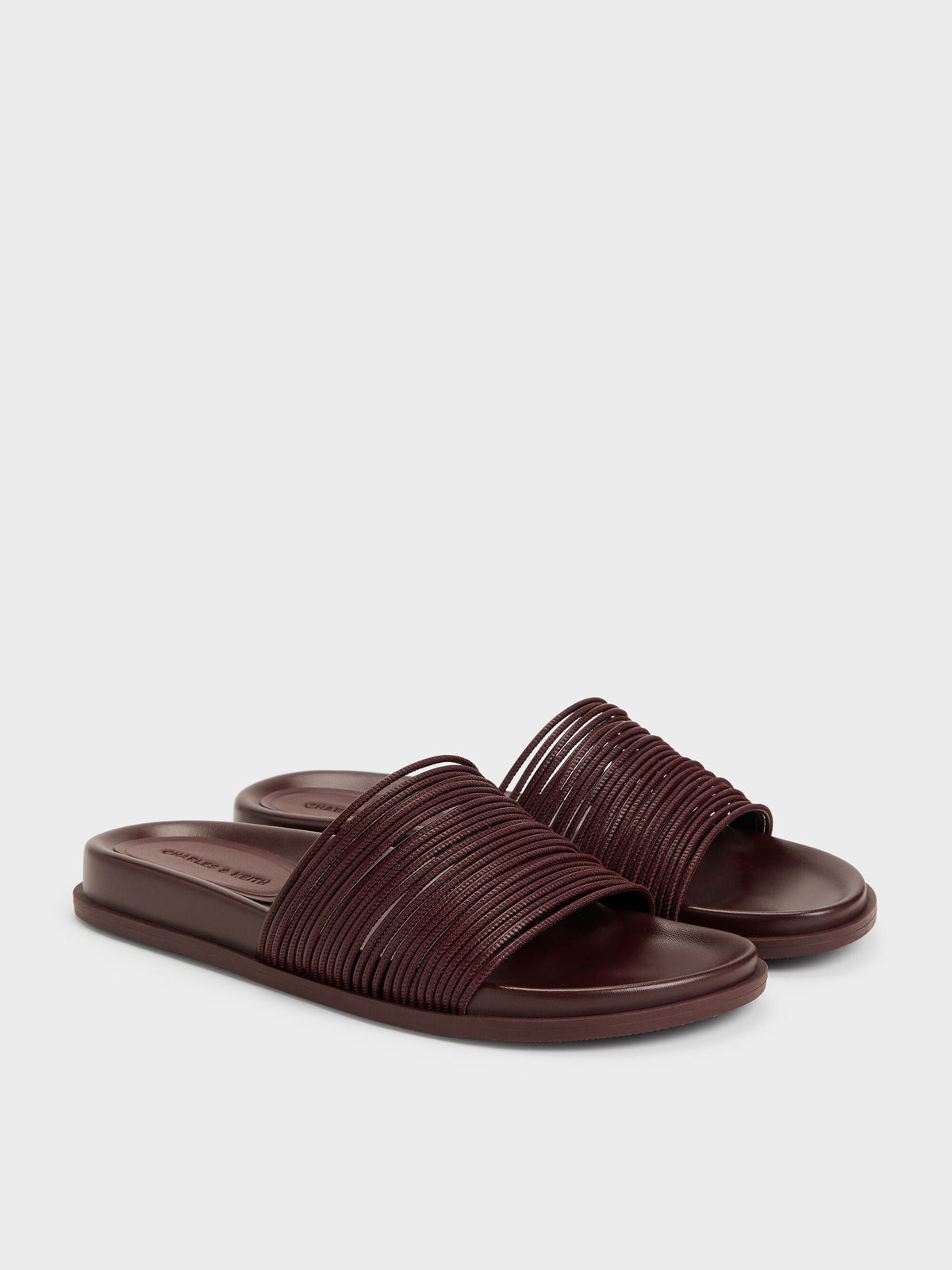 Fianna Strappy Slide Sandals - Burgundy | CHARLES & KEITH