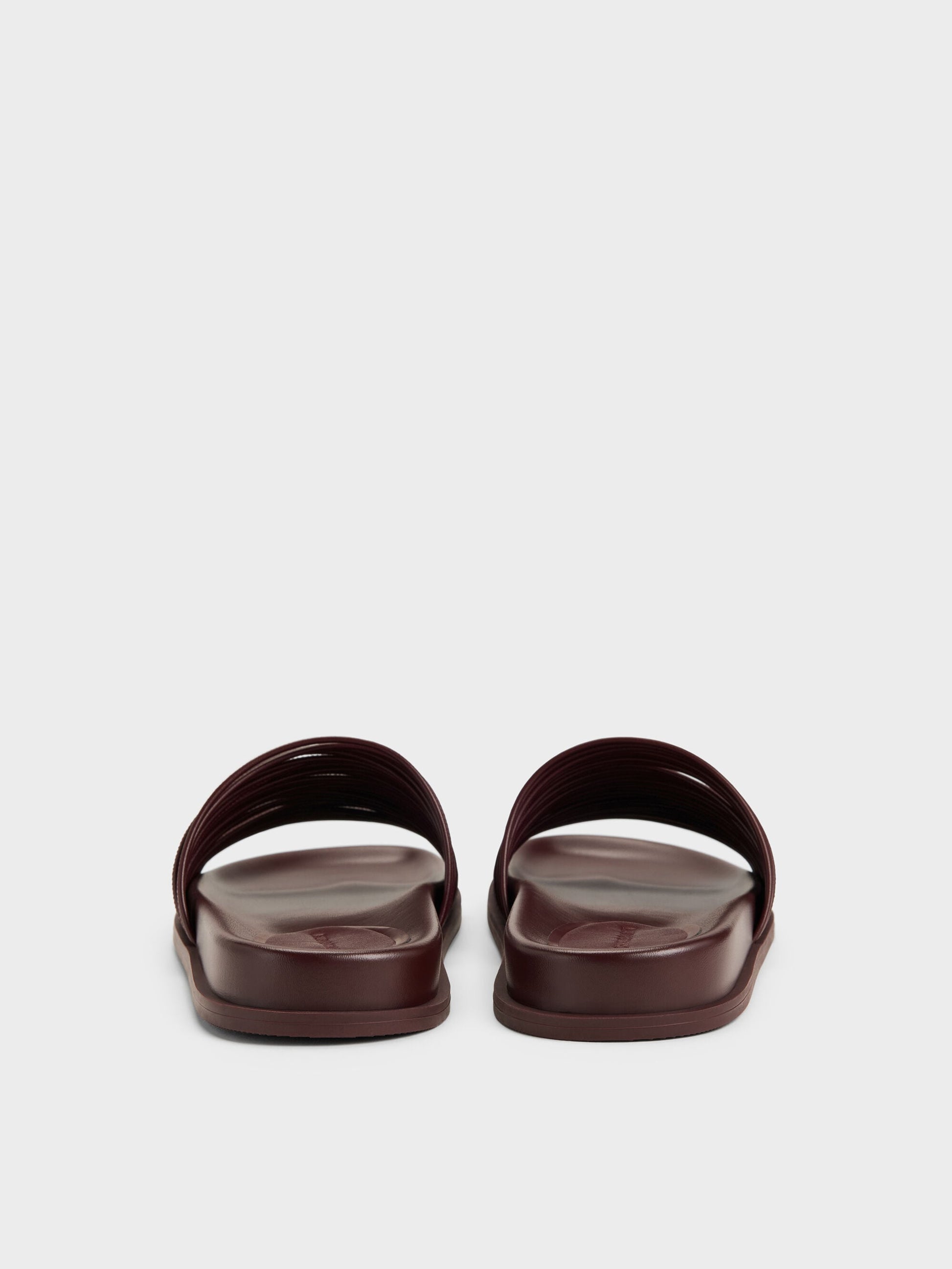 Fianna Strappy Slide Sandals - Burgundy | CHARLES & KEITH