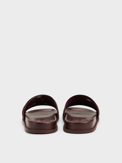 Fianna Strappy Slide Sandals - Burgundy | CHARLES & KEITH