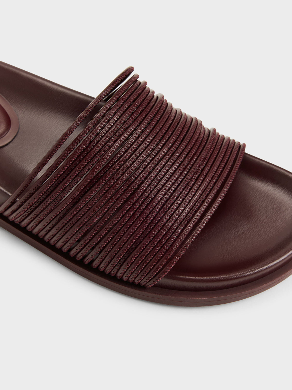 Fianna Strappy Slide Sandals - Burgundy | CHARLES & KEITH
