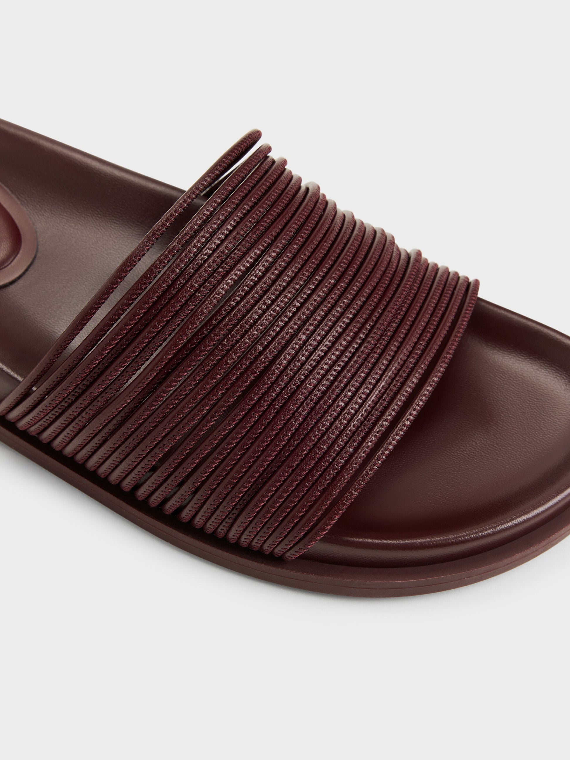 Fianna Strappy Slide Sandals - Burgundy | CHARLES & KEITH
