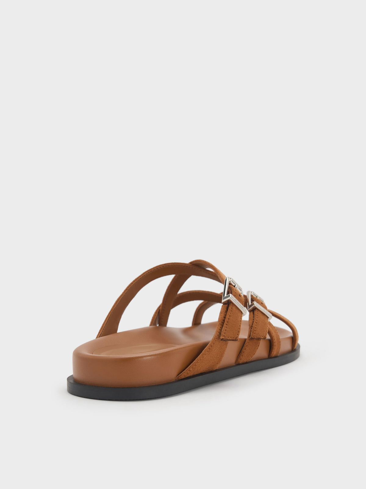 Faux Suede Crossover Toe-Ring Sandals - Cognac | CHARLES & KEITH