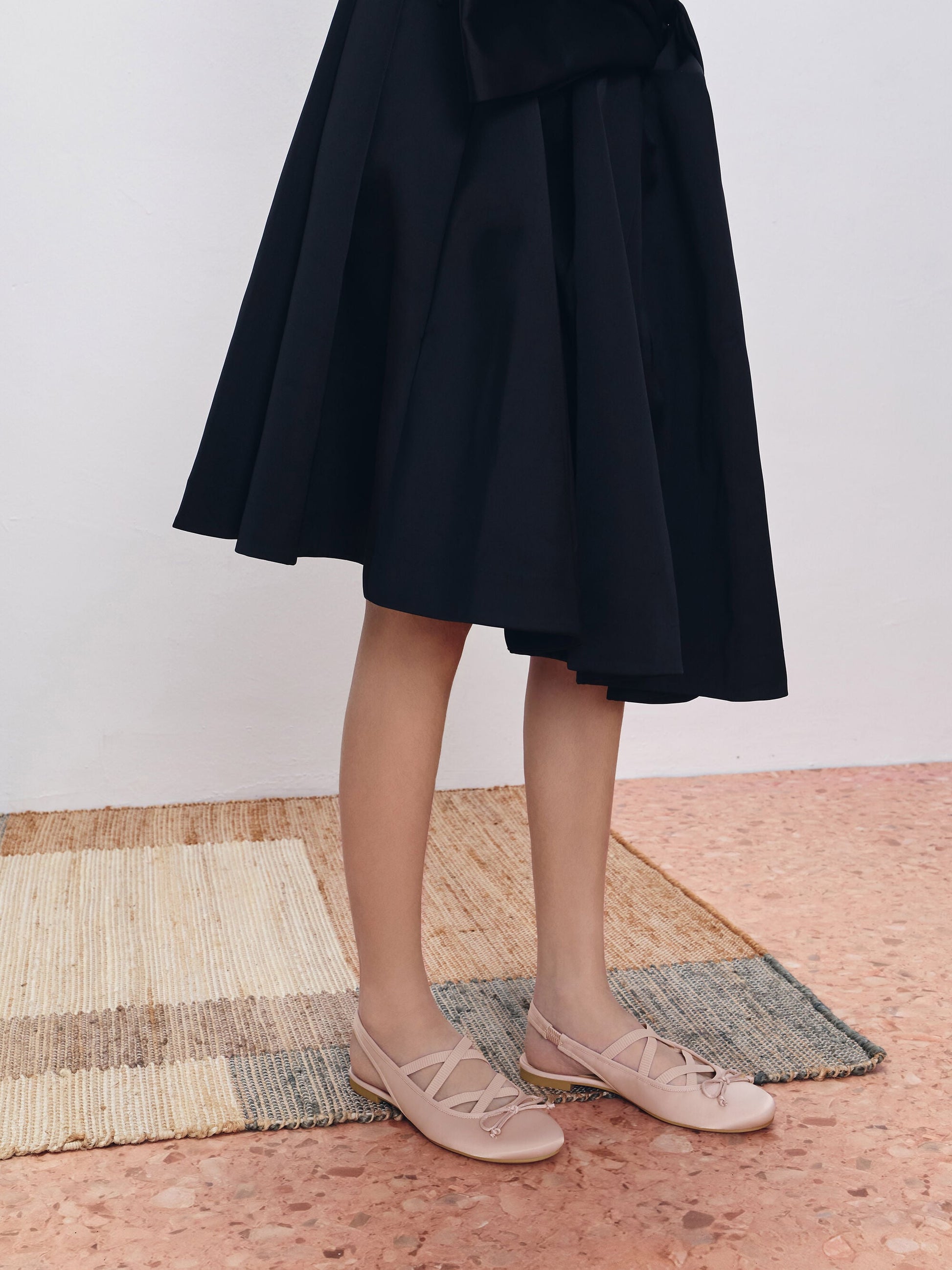 Satin Crossover Slingback Ballet Flats - Light Pink | CHARLES & KEITH