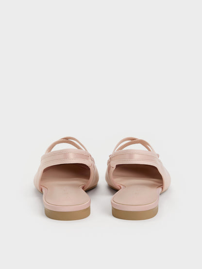 Satin Crossover Slingback Ballet Flats - Light Pink | CHARLES & KEITH