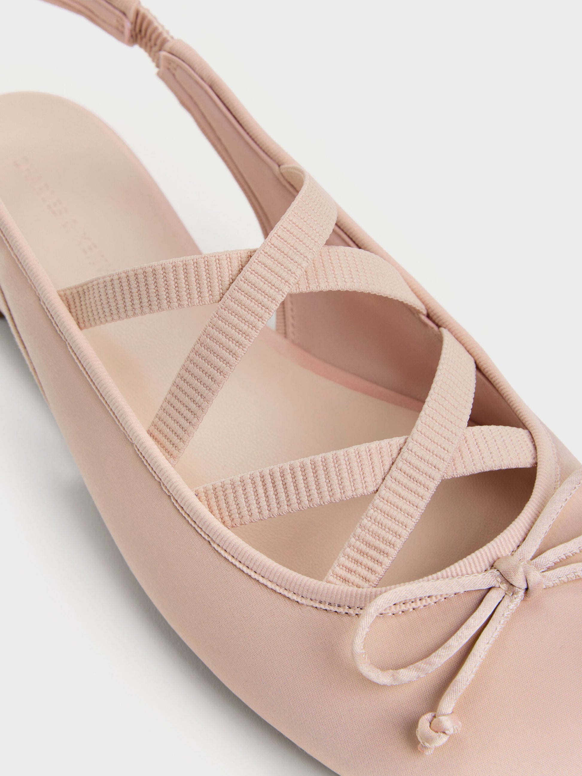 Satin Crossover Slingback Ballet Flats - Light Pink | CHARLES & KEITH