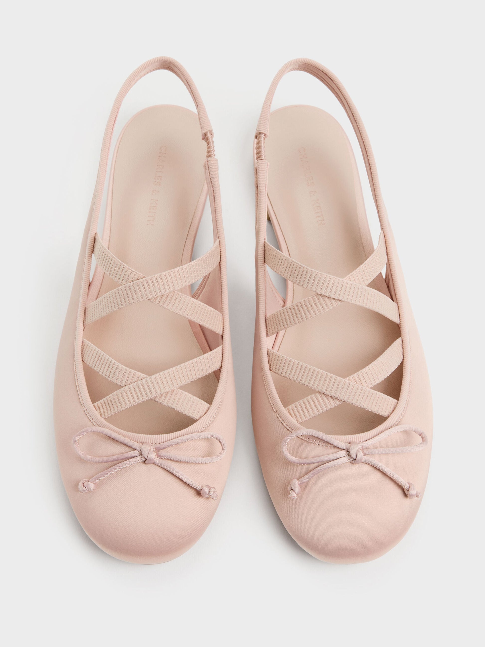 Satin Crossover Slingback Ballet Flats - Light Pink | CHARLES & KEITH
