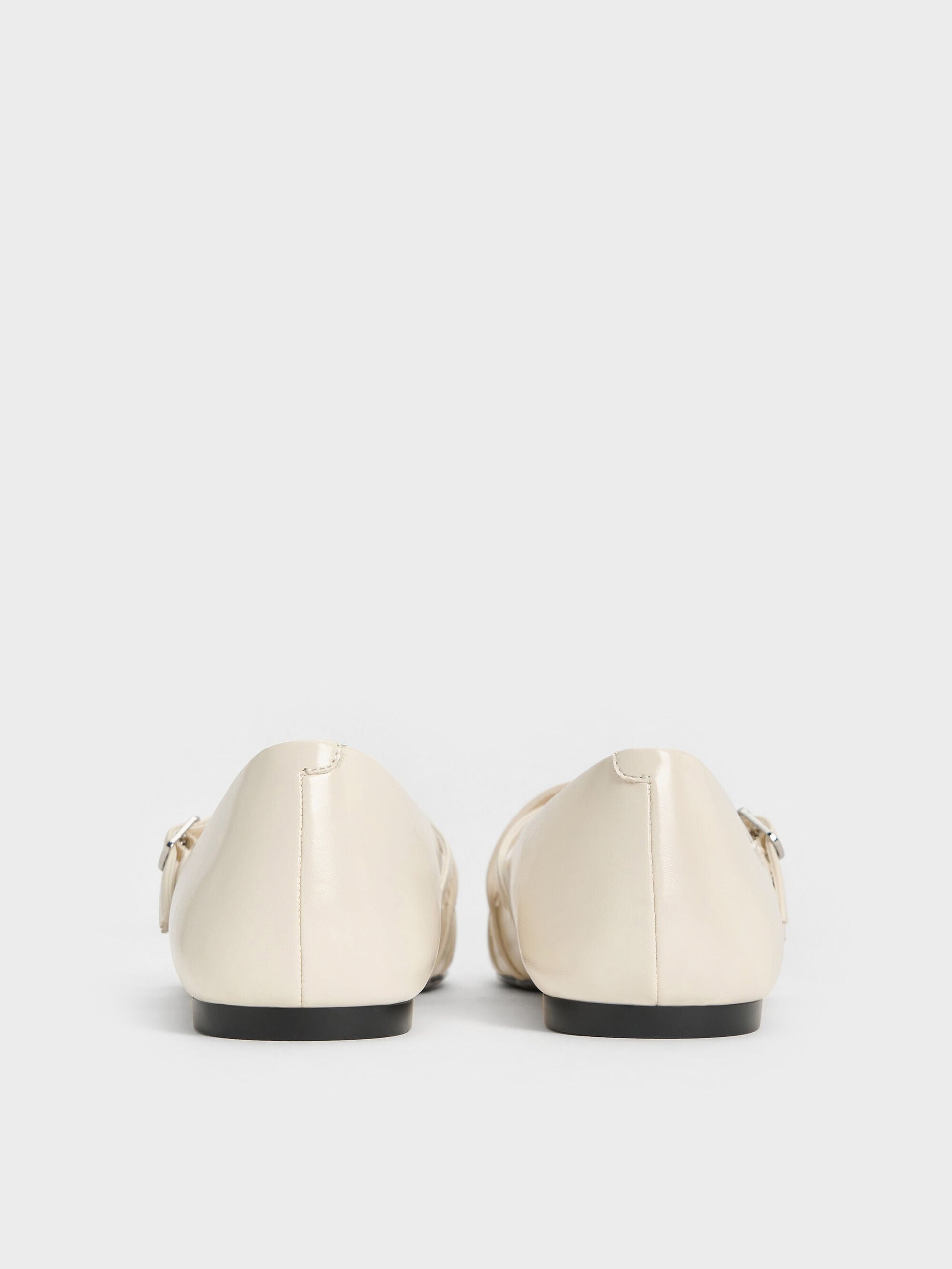 Triple-Strap Mary Jane Flats - Chalk | CHARLES & KEITH