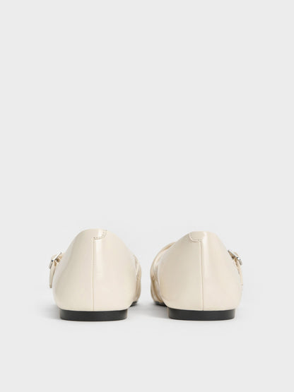 Triple-Strap Mary Jane Flats - Chalk | CHARLES & KEITH