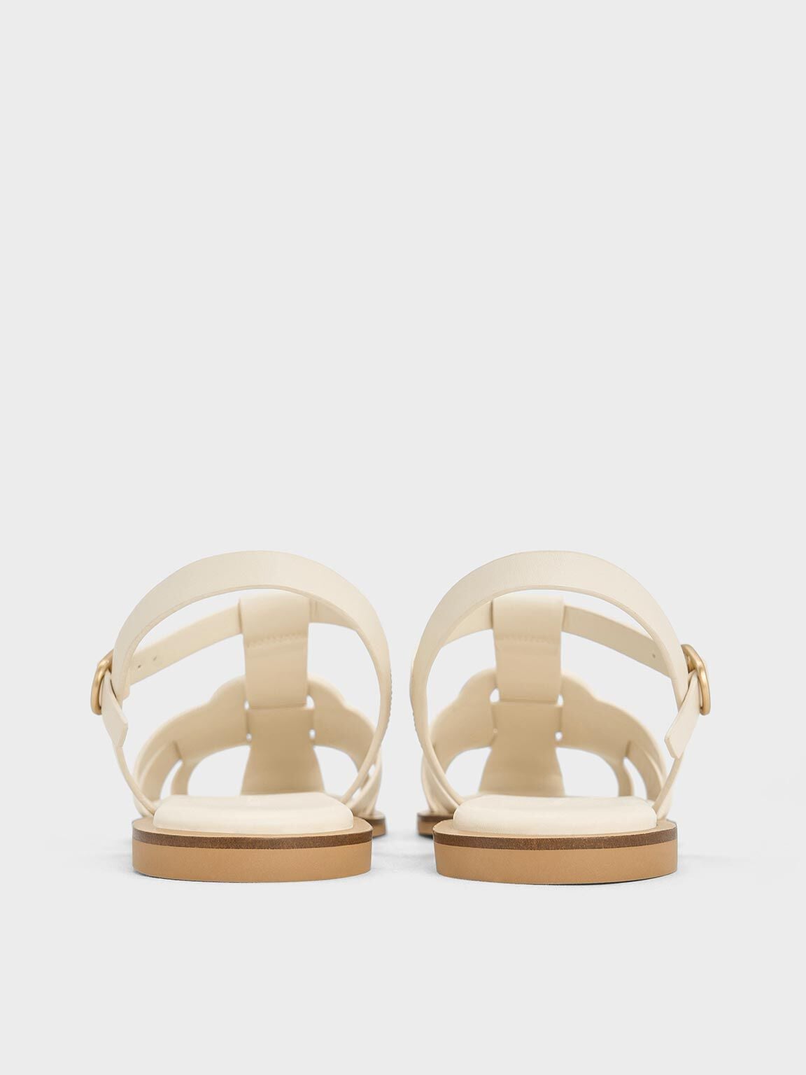 Easley T-Bar Caged Sandals - Chalk | CHARLES & KEITH